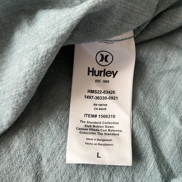 Hurley Mens Short Sleeve Button Down Shirt Size L - Picture 8 of 12